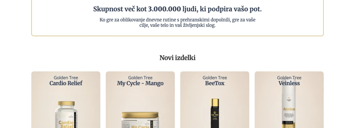 Golden Tree lifestyle photo — four women across age cohorts laughing together. The brand's audience spans 25 to 65.